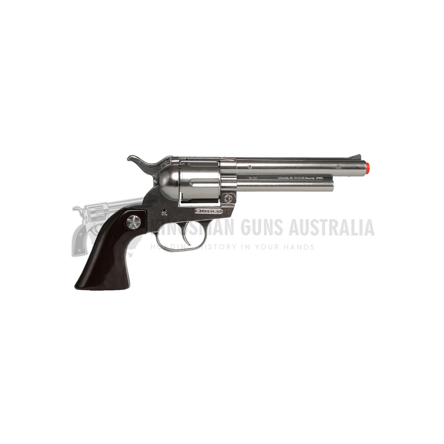 Gonher - Cowboy Revolver - Diecast Peacemaker Western Colt SAA 6 mm - 12-Shot - Black/Nickel with Box