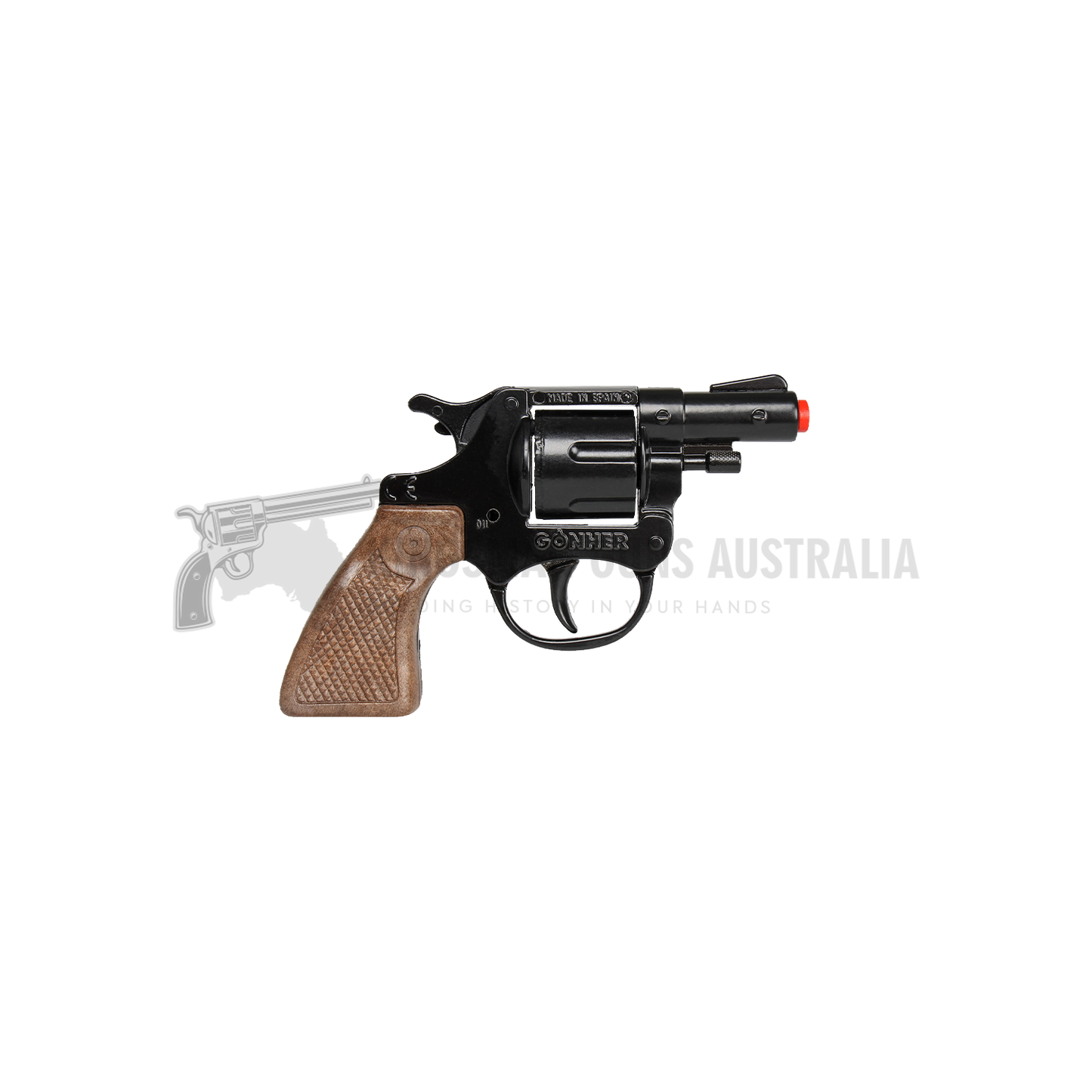 Gonher - Police Revolver - 8-Shots - Diecast Metal - Brown/Black with Box