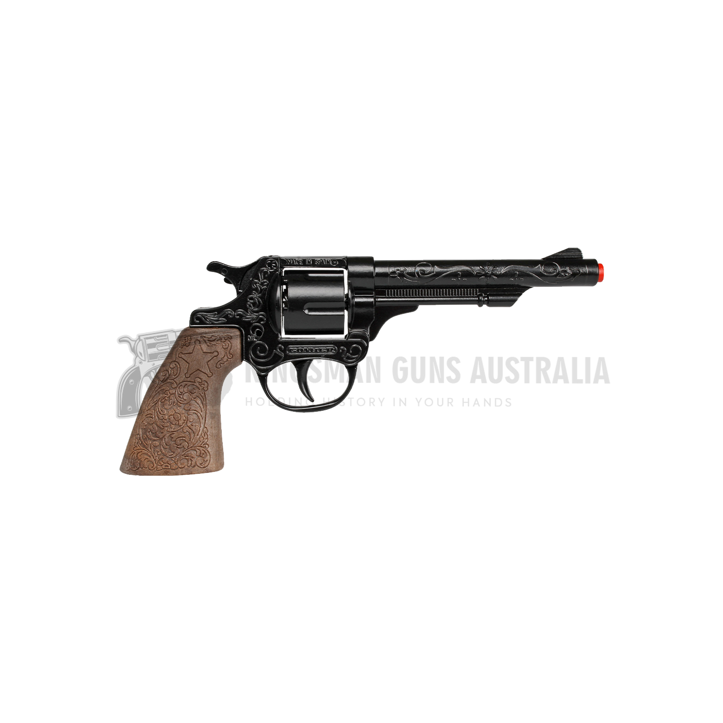 Gonher - Cowboy Revolver - 8-Shots - Diecast Metal - Brown/Black with Box