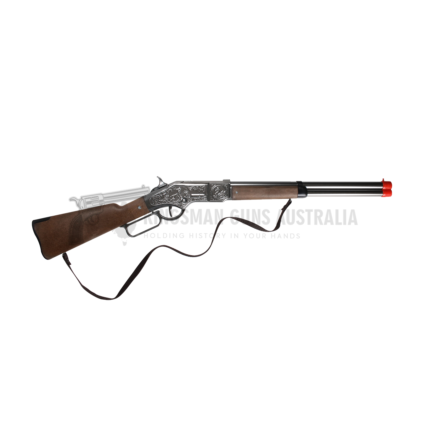 Gonher - Cowboy Winchester Rifle - 8-Shot - 82 cm - Diecast Metal - Brown/Nickel accent and lever action with Box