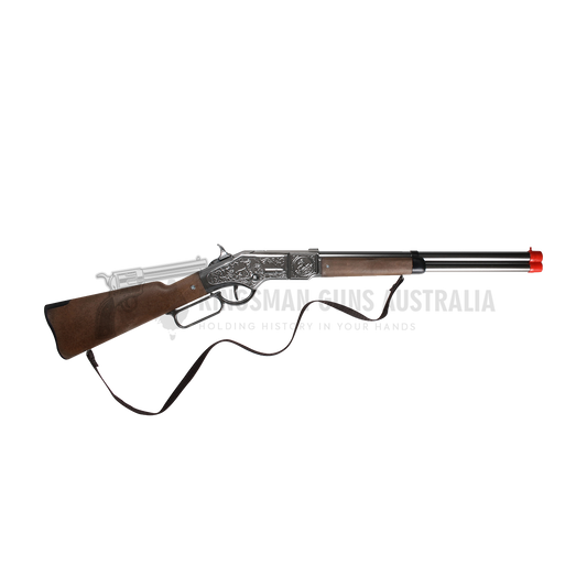 Gonher - Cowboy Winchester Rifle - 8-Shot - 82 cm - Diecast Metal - Brown/Nickel accent and lever action with Box