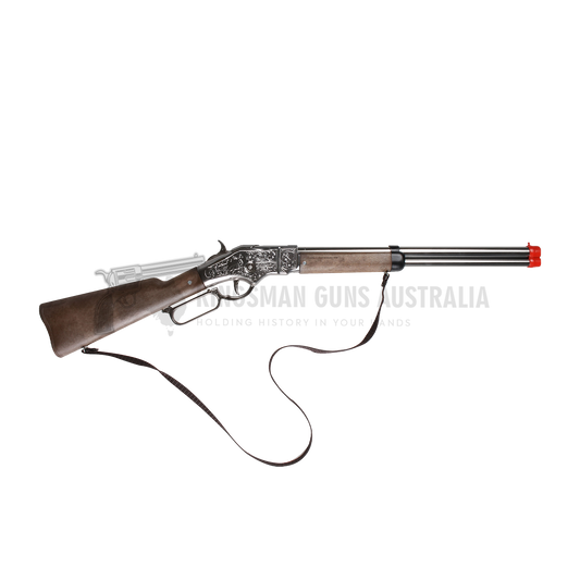 Gonher - Cowboy Winchester Rifle - 8-Shot - 69.5 cm - Diecast Metal - Brown/Nickel accent and lever action with Box