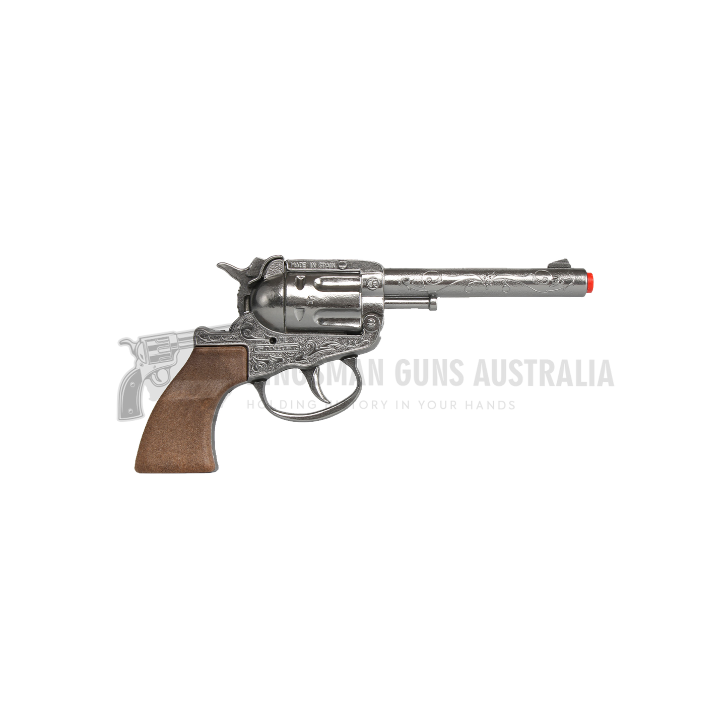 Gonher - Cowboy Revolver - Diecast Metal - 100-Shots - Brown/Nickel with Box