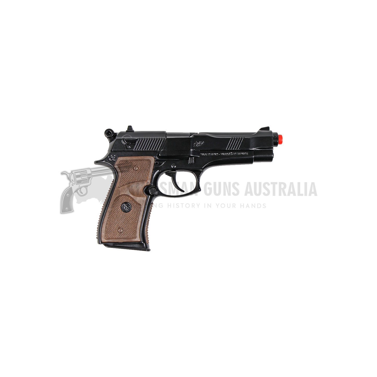 Gonher - Police Beretta 92F - 8-Shot - Diecast Metal - Brown/Black with Box