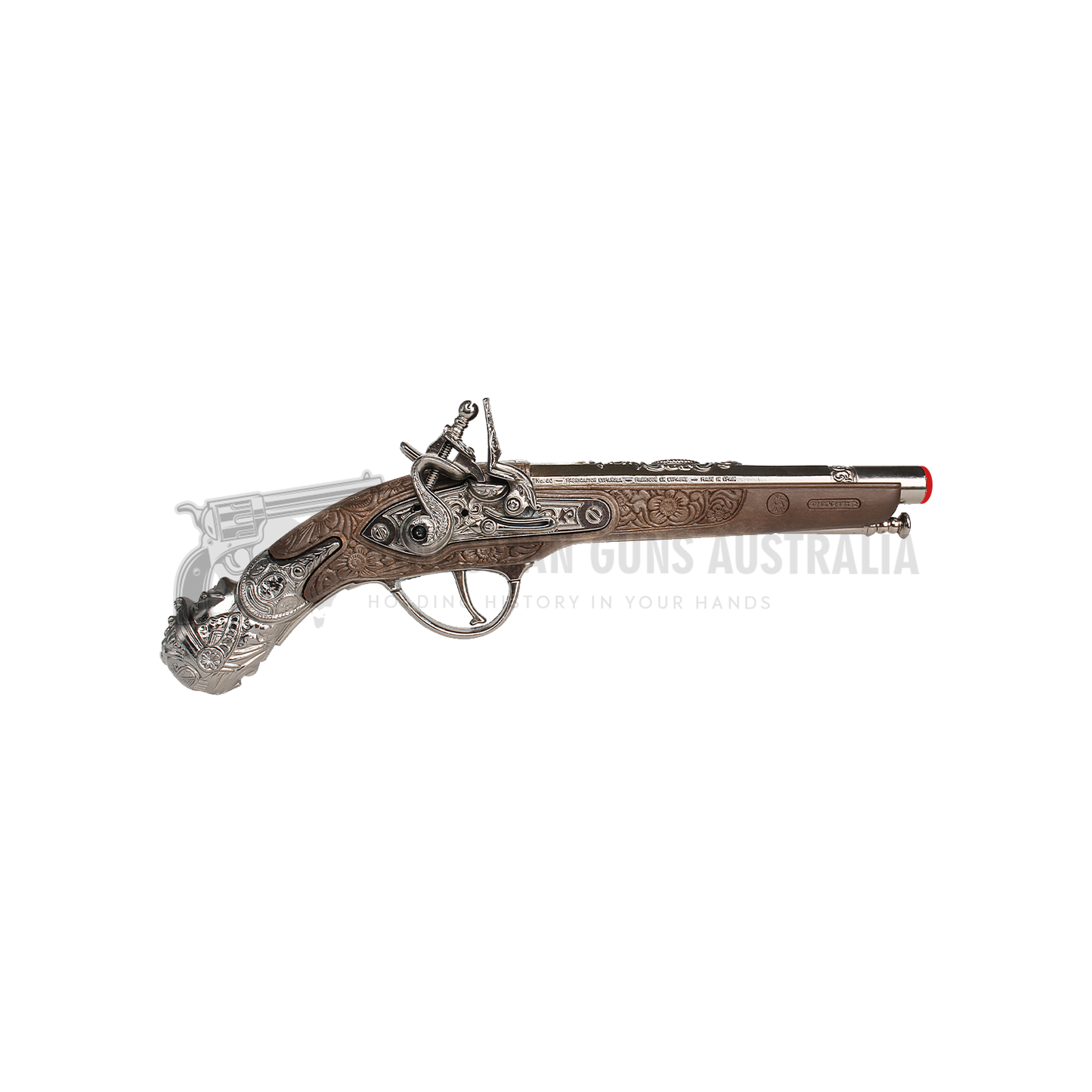 Gonher - Pirate Pistol - 1-Shot - Diecast Metal - Brown/Nickel accent with Box