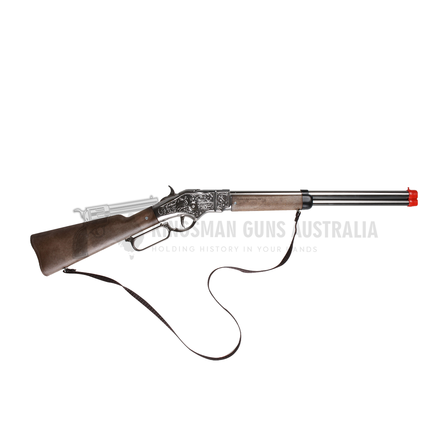 Gonher - Cowboy Winchester Rifle - 8-Shot - 69.5 cm - Diecast Metal - Brown/Nickel accent and lever action with Box